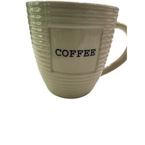 ✨HOST PICK✨ Old Pottery Company White Embossed “COFFEE” Mug - 16 oz (EUC)